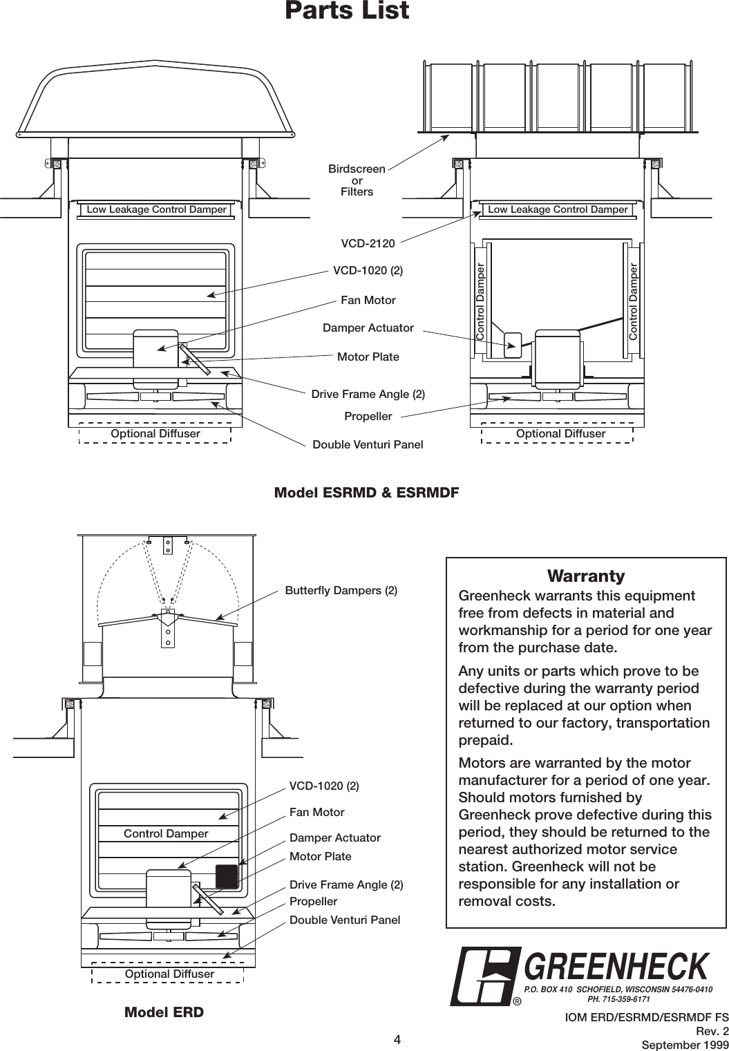 Page 4 of 4 - Greenheck-Fan Greenheck-Fan-Erd-Users-Manual- ERD ESRMD ESRMDF IOM 99  Greenheck-fan-erd-users-manual