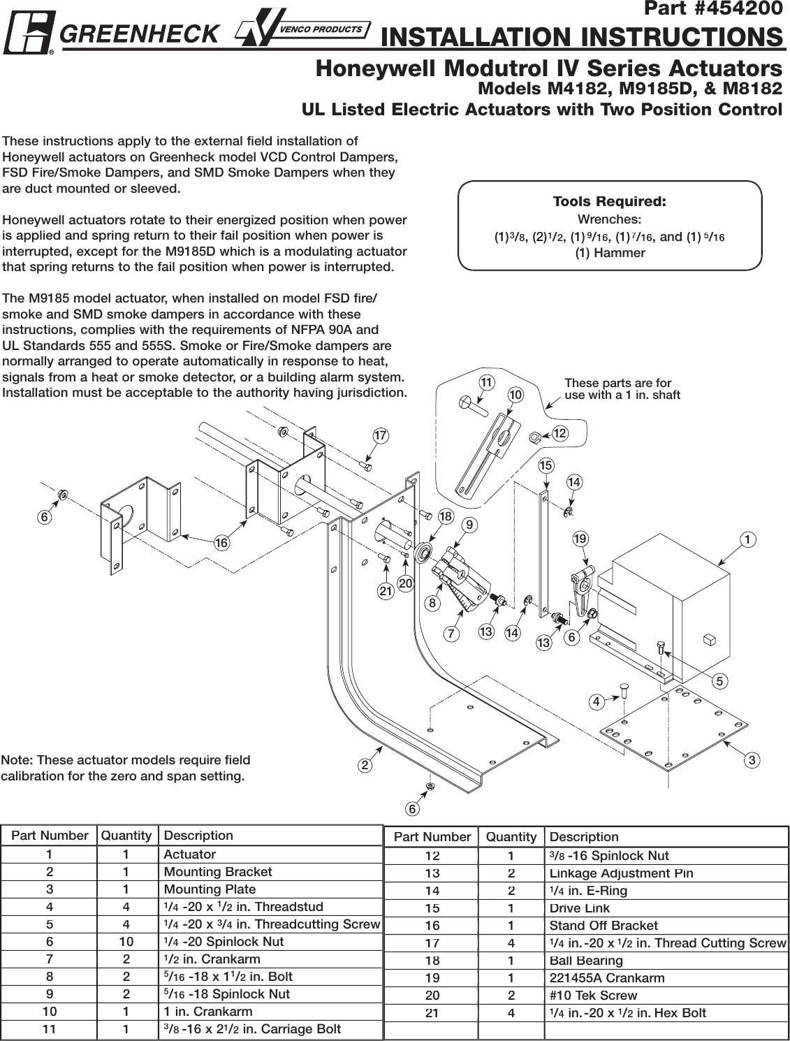 Page 1 of 4 - Greenheck-Fan Greenheck-Fan-Greenheck-Fan-Corp-Automobile-Parts-M8182-Users-Manual- 454200 M4182 Act R5 Aug 2005 Greenheck-fan-greenheck-fan-corp-automobile-parts-m8182-users-manual