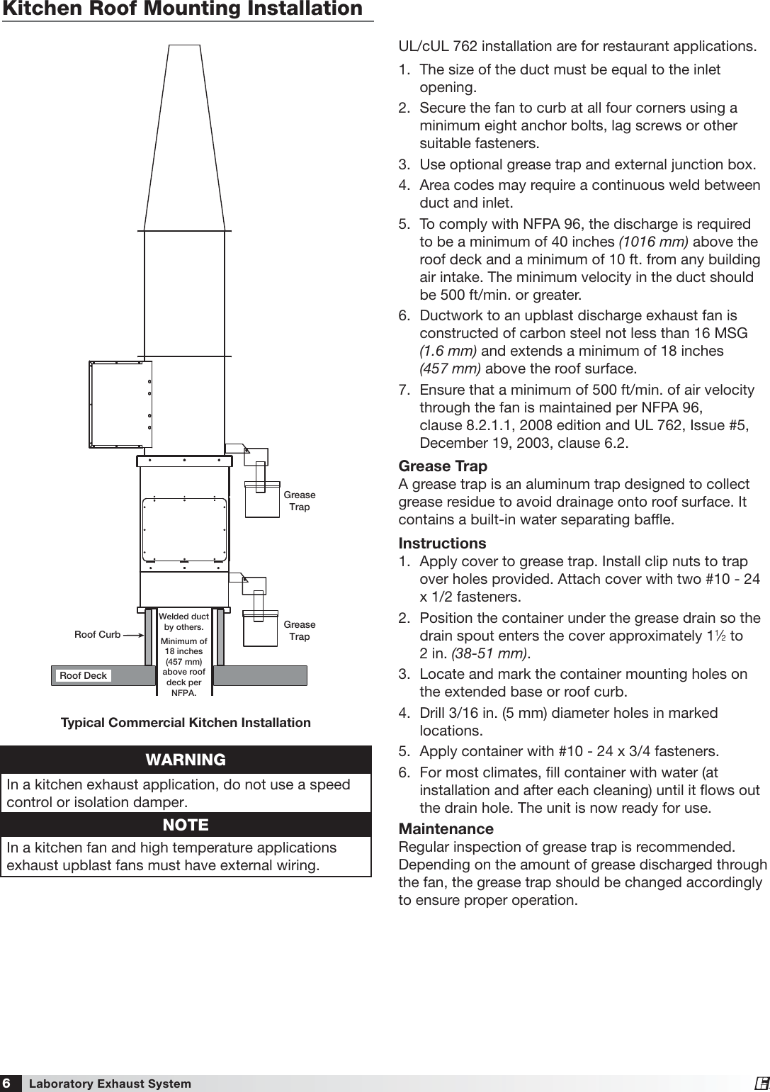 Page 6 of 12 - Greenheck-Fan Greenheck-Fan-Laboratory-Exhaust-System-Vektor-H-Users-Manual-  Greenheck-fan-laboratory-exhaust-system-vektor-h-users-manual