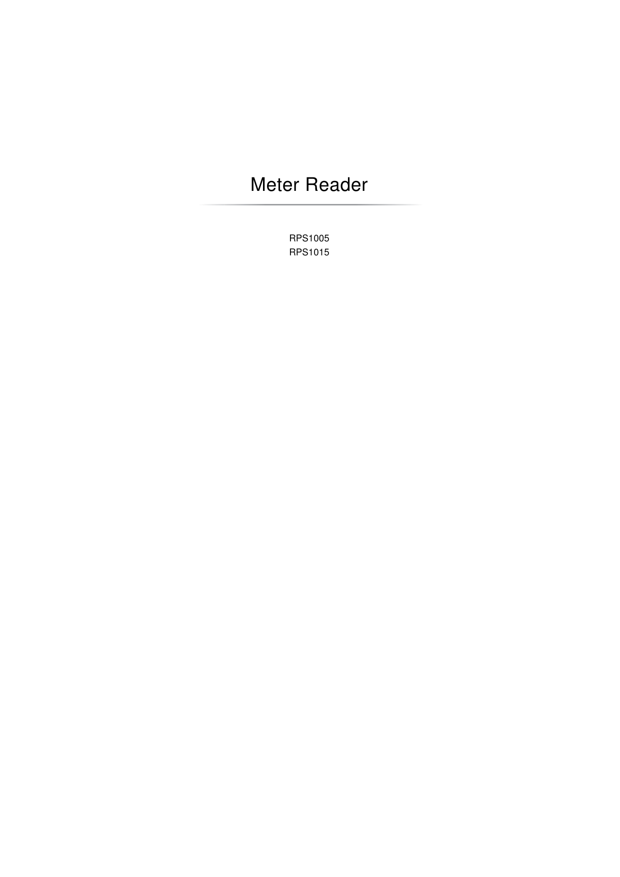     Meter Reader RPS1005 RPS1015 