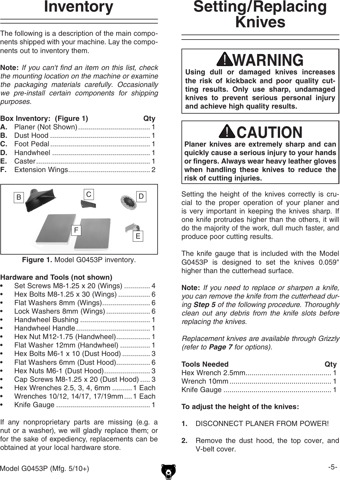 Page 5 of 8 - Grizzly G0453P User Manual  To The 7692bbdf-662b-47a3-b070-6f90ea4ec5ba