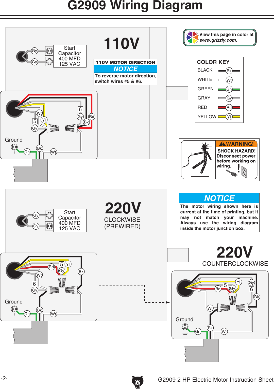 Page 2 of 2 - Grizzly G2909 Wiring Diagram User Manual  To The C2a44c36-2b6a-4226-93fc-c2c8c37cf40c