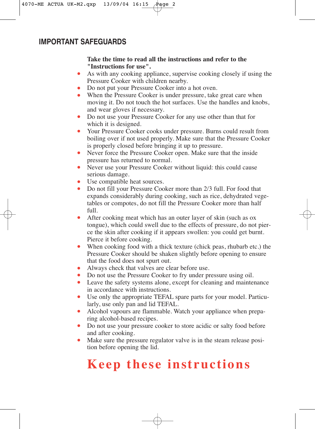 Page 4 of 9 - Groupe-Seb-Usa-T-Fal Groupe-Seb-Usa-T-Fal-Actua-Pressure-Cooker-Users-Manual-  Groupe-seb-usa-t-fal-actua-pressure-cooker-users-manual