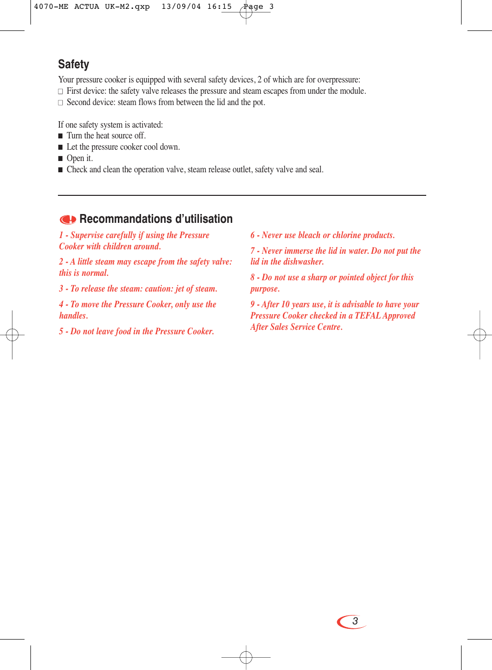 Page 8 of 9 - Groupe-Seb-Usa-T-Fal Groupe-Seb-Usa-T-Fal-Actua-Pressure-Cooker-Users-Manual-  Groupe-seb-usa-t-fal-actua-pressure-cooker-users-manual