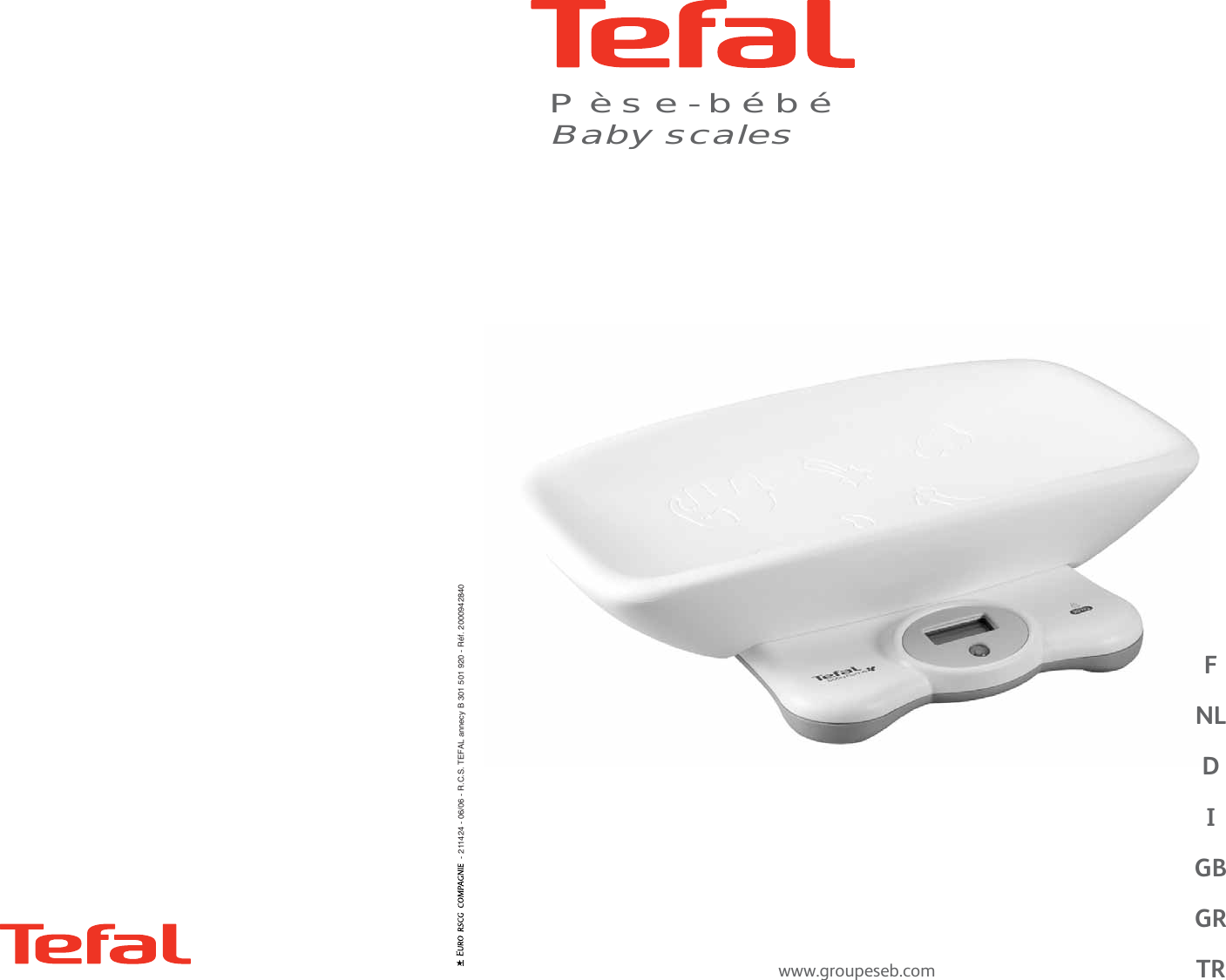 Page 1 of 4 - Groupe-Seb-Usa-T-Fal Groupe-Seb-Usa-T-Fal-Pse-Bb-Users-Manual- TEFAL 211424 Livret Pèse BB  Groupe-seb-usa-t-fal-pse-bb-users-manual