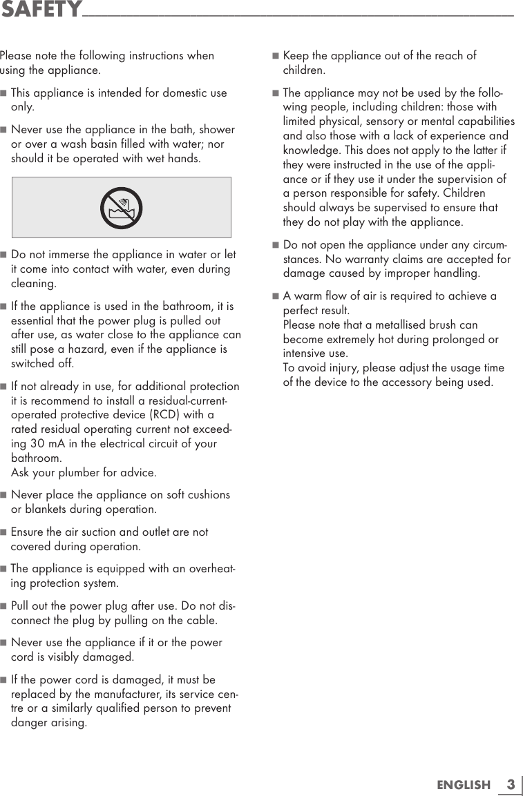 Page 3 of 7 - Grundig Grundig-Professional-Hair-Styler-Hs-8980-Users-Manual- 02_HS 8980_en  Grundig-professional-hair-styler-hs-8980-users-manual