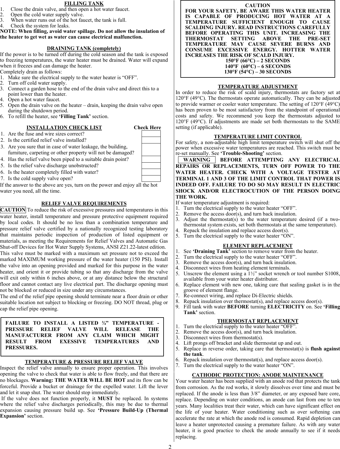 Page 3 of 6 - Gsw Gsw-Electric-Water-Heate-Users-Manual-  Gsw-electric-water-heate-users-manual