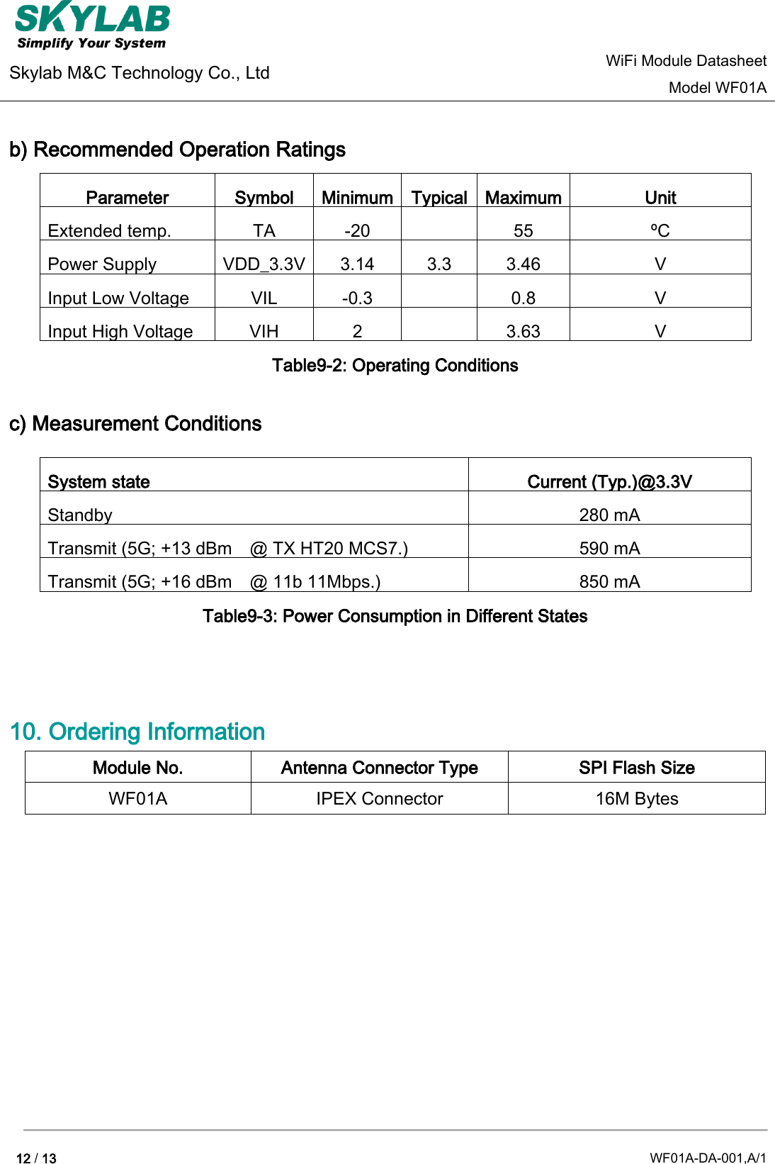 Page 12 of GuangZhou Ostec Electronic Technology WF01A WiFi Module User Manual