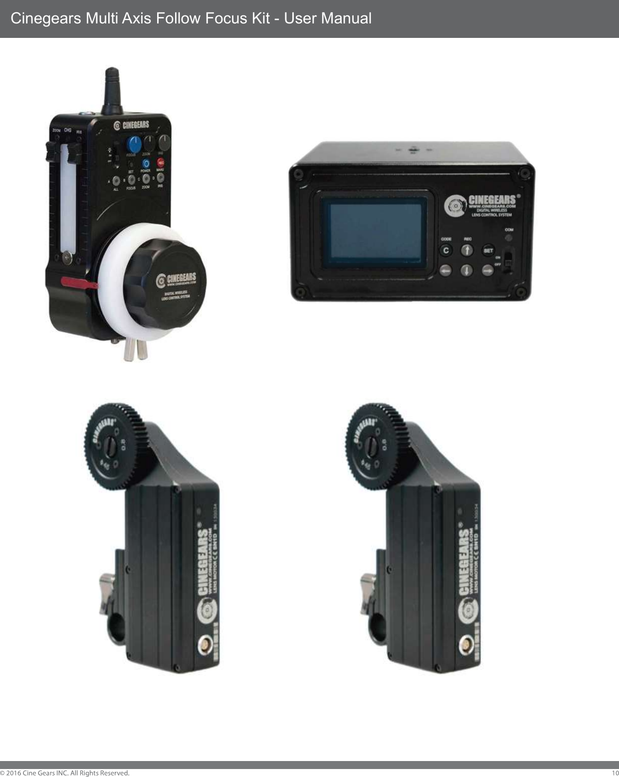 Cinegears Multi Axis Follow Focus Kit - User Manual