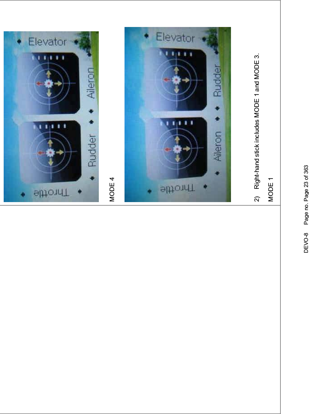 DEVO-8 Page no. Page 23 of 363MODE 42) Right-hand stick includes MODE 1 and MODE 3.MODE 1