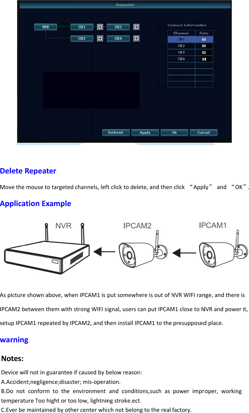 DelMovAppAspIPCAsetuwaNoDevA.AcB.DotemC.EvleteRepeavethemouseplicationEpictureshownAM2betweenupIPCAM1rerningotes:vicewillnotinccident;neglionotconfomperatureTooverbemaintaateretotargetedExamplenabove,whenthemwithspeatedbyIPnguaranteeigence;disastermtotheeohightortooainedbyothechannels,leftnIPCAM1isstrongWIFIsCAM2,andthfcausedbyber;mis‐operaenvironmentolow,lightninercenterwhiftclicktodeleputsomewheignal,userscheninstallIPbelowreasonation.andconditiongstroke.ectichnotbelonete,andthenereisoutofNcanputIPCAMCAM1tothen:ons,suchast.gtotherealclick“ApplNVRWIFIranM1closetoNpresupposedpowerimprfactory.ly”and“Onge,andtherNVRandpowedplace.roper,workinOK”.eiserit,ng