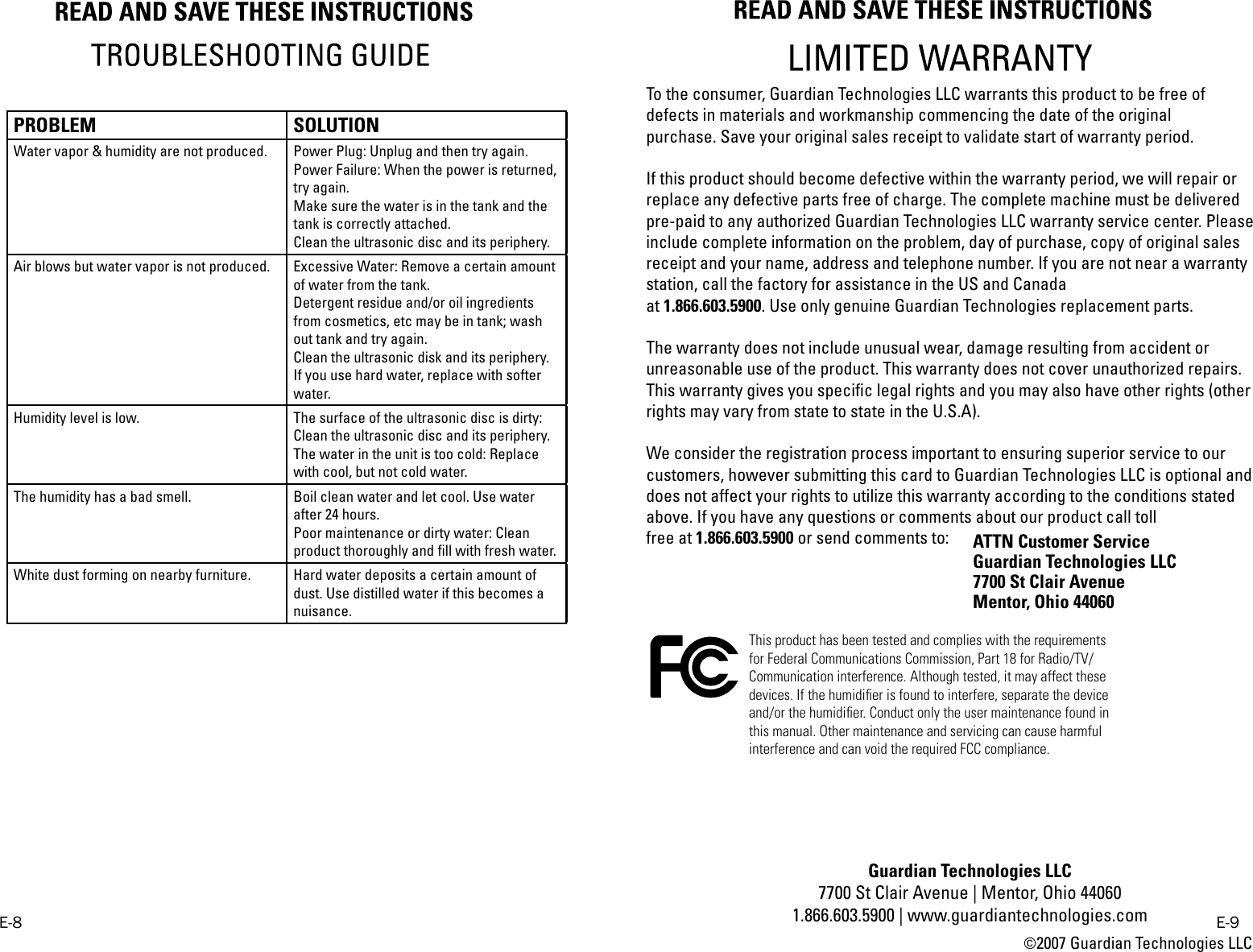 Page 5 of 5 - Guardian-Technologies Guardian-Technologies-Pureguardian-H1000-Users-Manual-  Guardian-technologies-pureguardian-h1000-users-manual