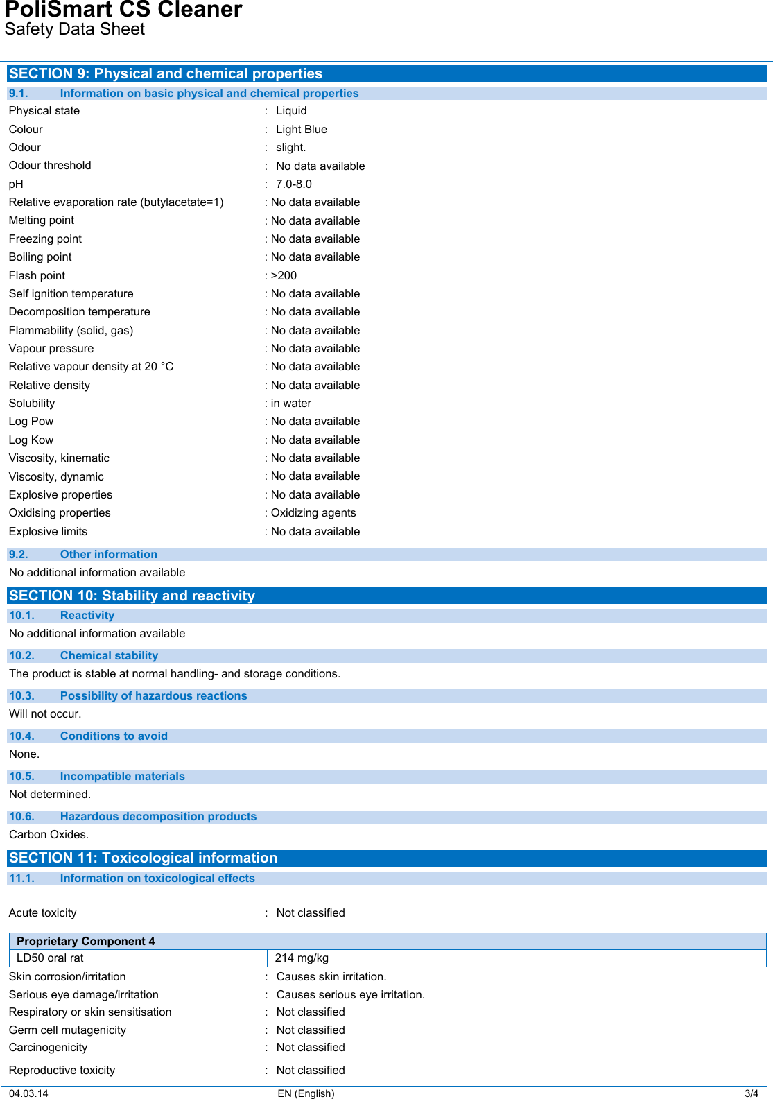 Page 3 of 4 - Ameripolish PoliSmart MSDS  AP-Poli Smart-SDS