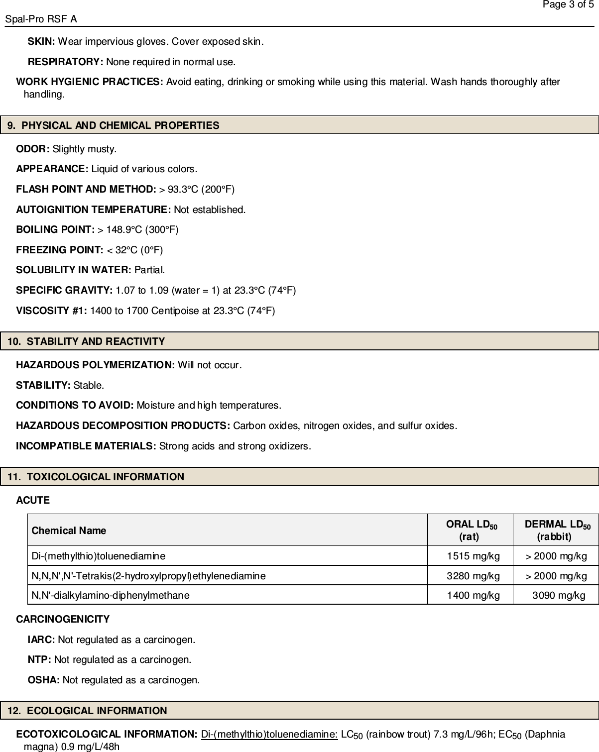 Page 3 of 5 - MSDS No  Spal-Pro RSF A Pol SDS