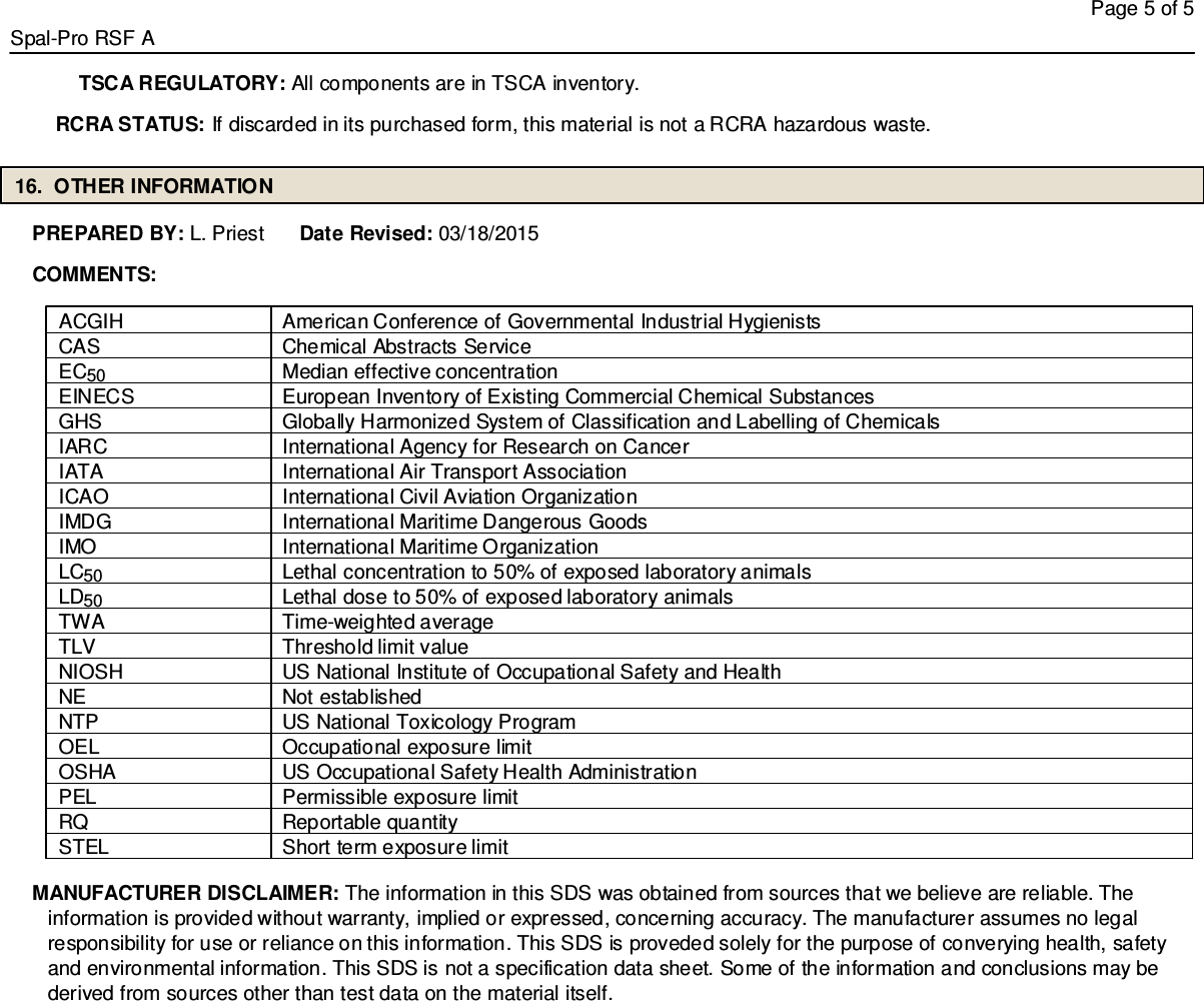 Page 5 of 5 - MSDS No  Spal-Pro RSF A Pol SDS