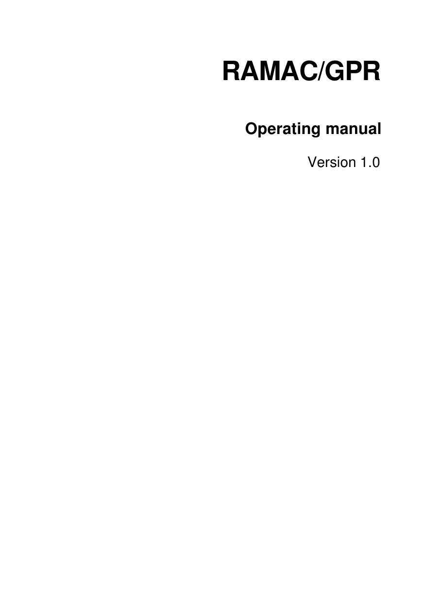            RAMAC/GPR   Operating manual  Version 1.0       