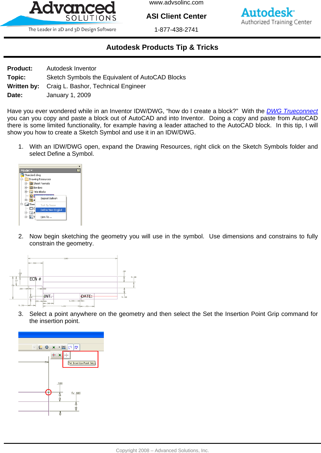 Page 1 of 2 - Sketch Symbols The Equivalent Of AutoCAD Blocks  010109 Auto CADBlocks