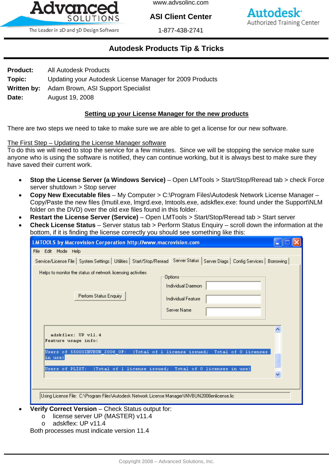 Page 1 of 3 - Updating Your Autodesk License Manager For 2009 Products 081908