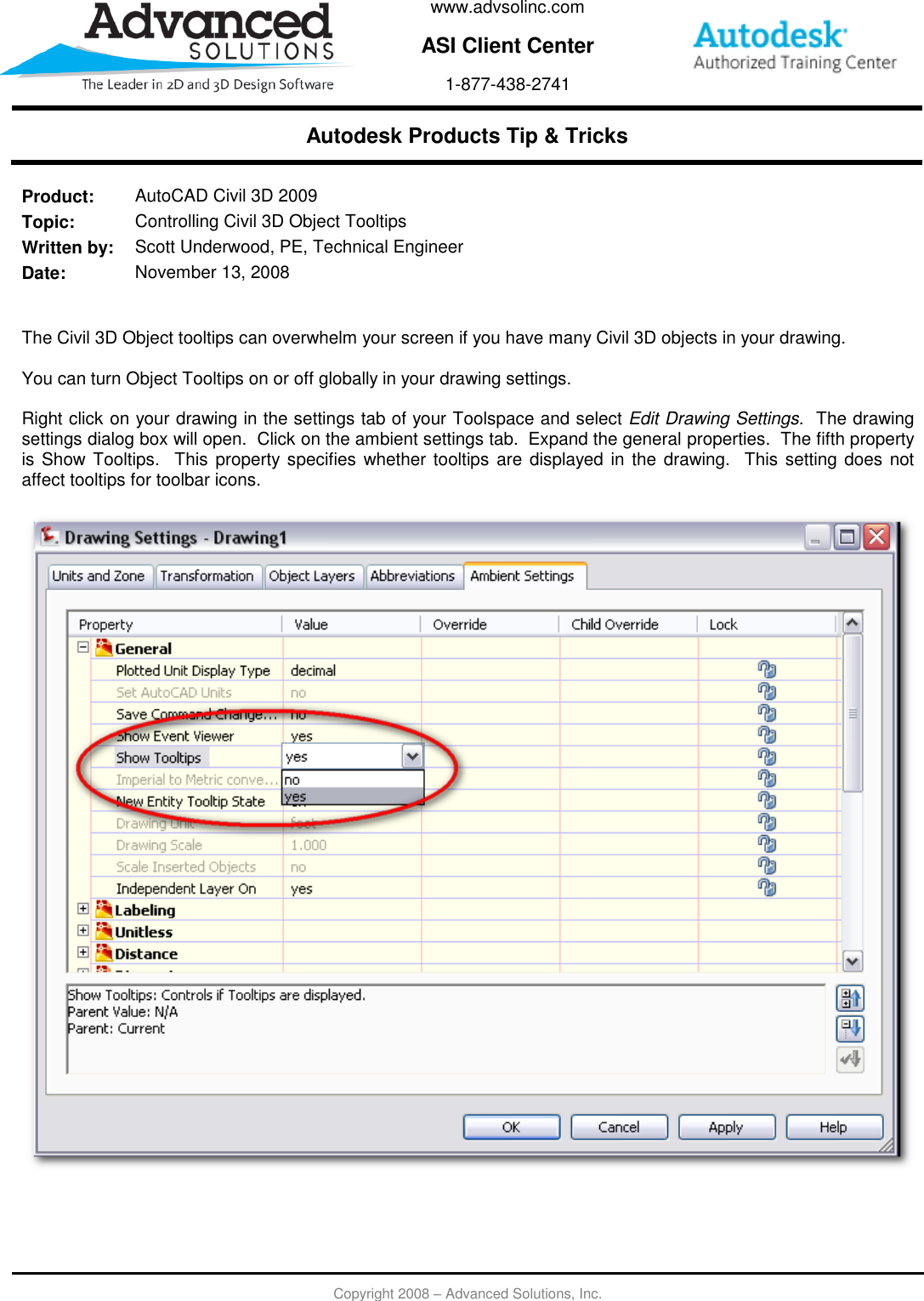 Page 1 of 2 - Controlling Civil 3D Object Tooltips 111308 Civil3DObject