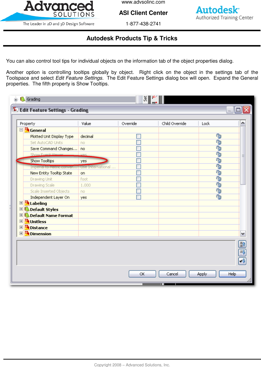 Page 2 of 2 - Controlling Civil 3D Object Tooltips 111308 Civil3DObject