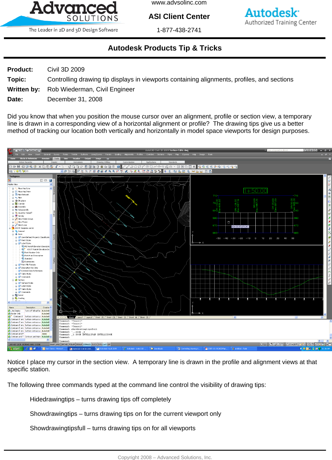 Page 1 of 1 - Controlling Drawing Tip Displays In Viewports Containing Alignments, Profiles, And Sections 123108 Display