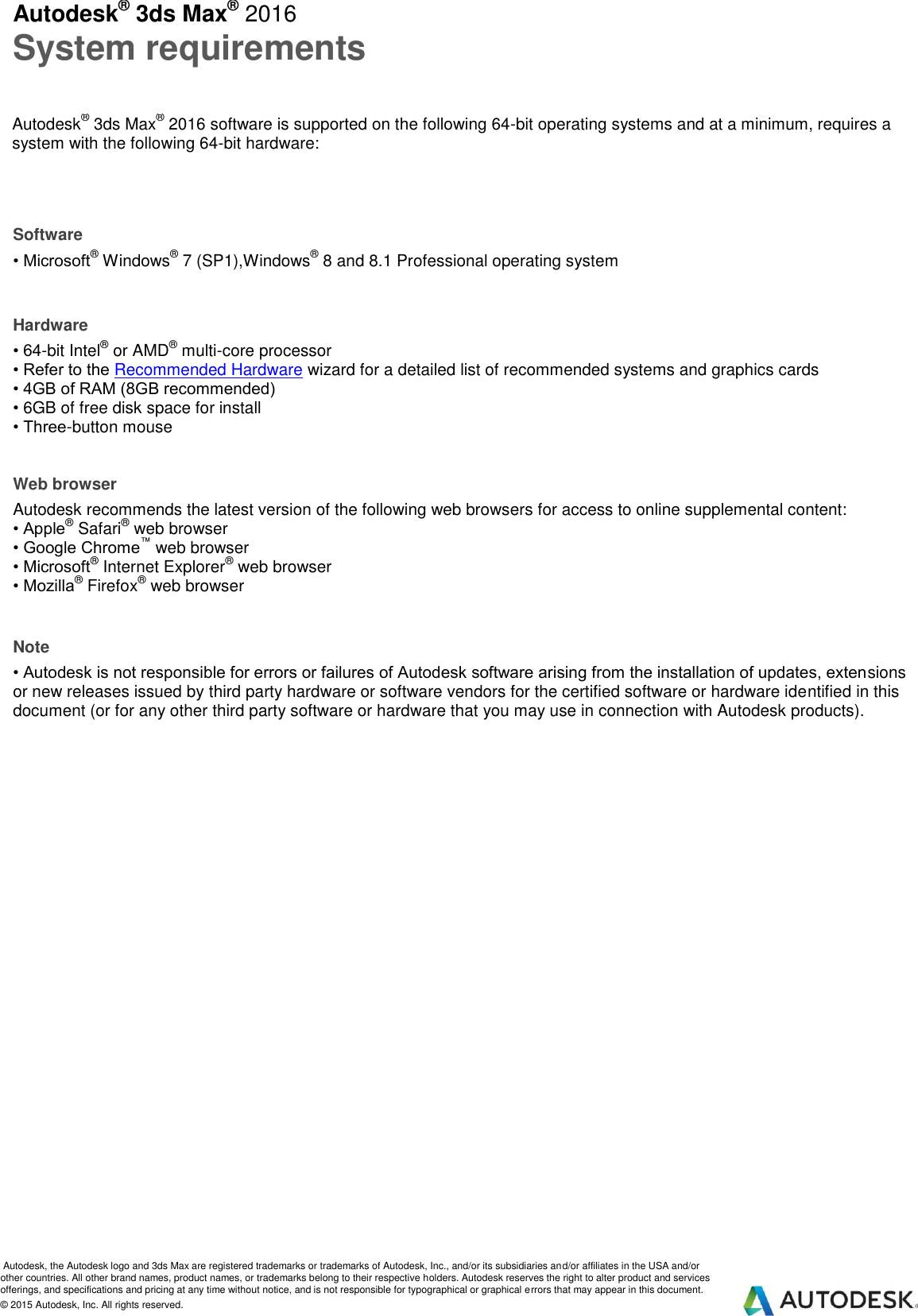 Page 1 of 1 - Autodesk-system-requirements-one-page-a4-FY14  3ds Max 2016 System Requirements