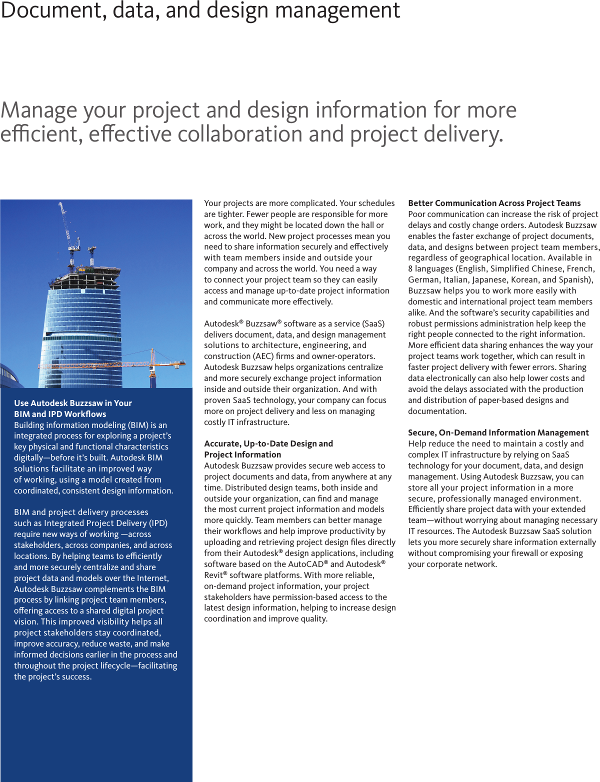 Page 2 of 4 - Autodesk_Buzzsaw_2011_BRO_Detail_US_012610  Buzzsaw13 Overview