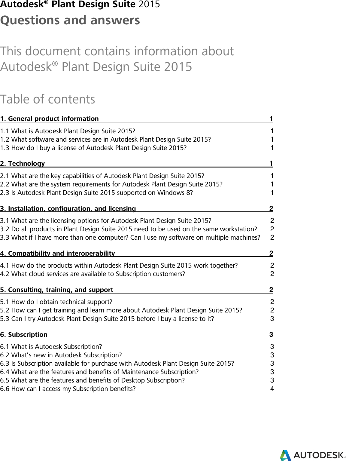 Page 1 of 5 - Plant-design-suite-2015-customer-faq-en  Plantdesign15 Faq