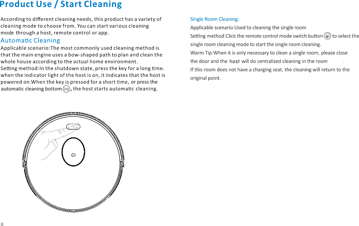 Page 8 of Guizhou Fortuneship Technology E40W Smart Robot Vacuum User Manual                      1