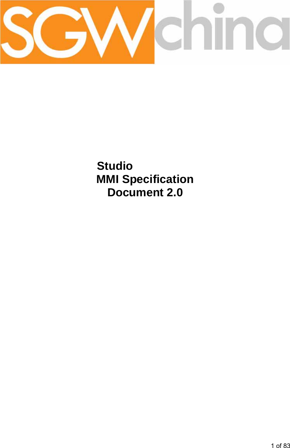 StudioMMI Specification Document 2.0 1 of 83