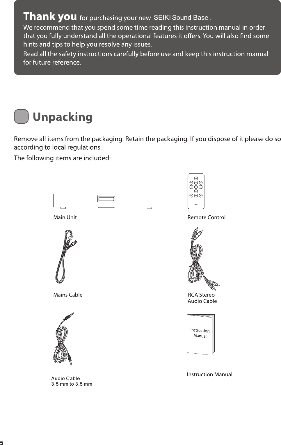SEIKI5Audio Cable 3.5 mm to 3.5 mmSound Base