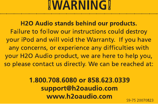 Page 1 of 4 - H2O-Audio H2O-Audio-H3-5A1-Users-Manual- S9-75_20071012  H2o-audio-h3-5a1-users-manual