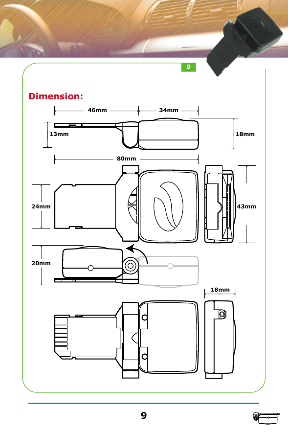 Dimension:46mm80mm34mm13mm 18mm43mm24mm20mm18mm99