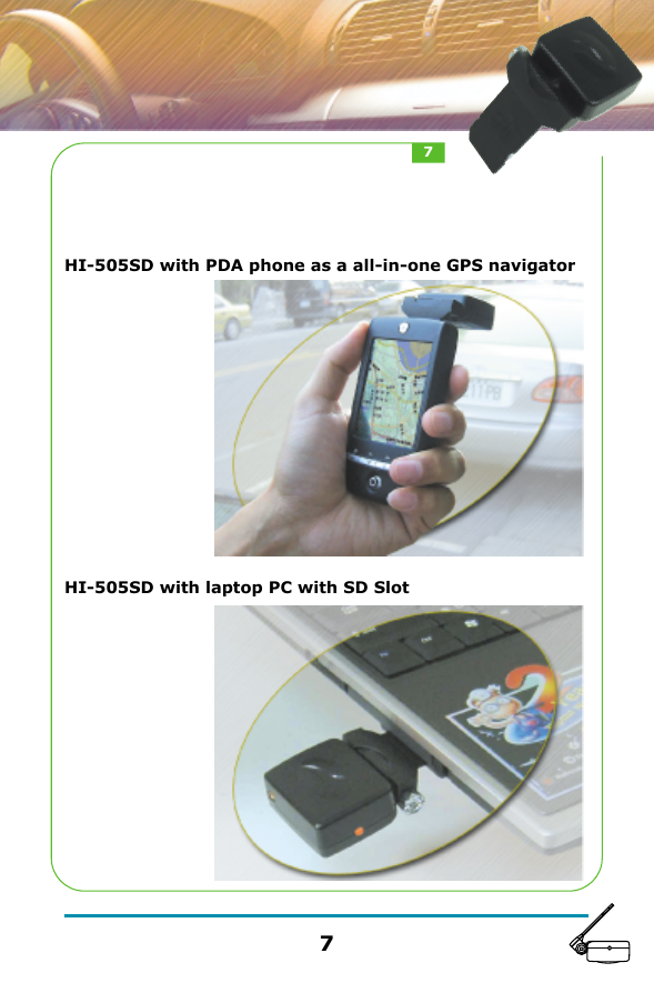 HI-505SD with PDA phone as a all-in-one GPS navigator  HI-505SD with laptop PC with SD Slot77