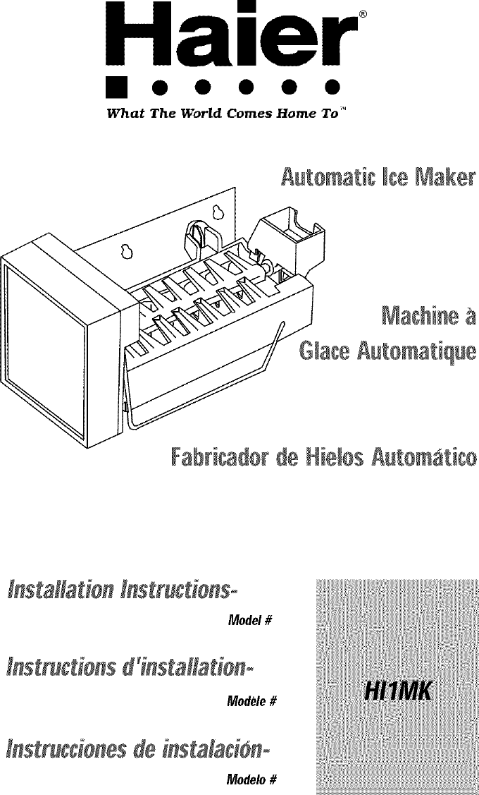 HAIER Ice Maker Kits Manual L0501502