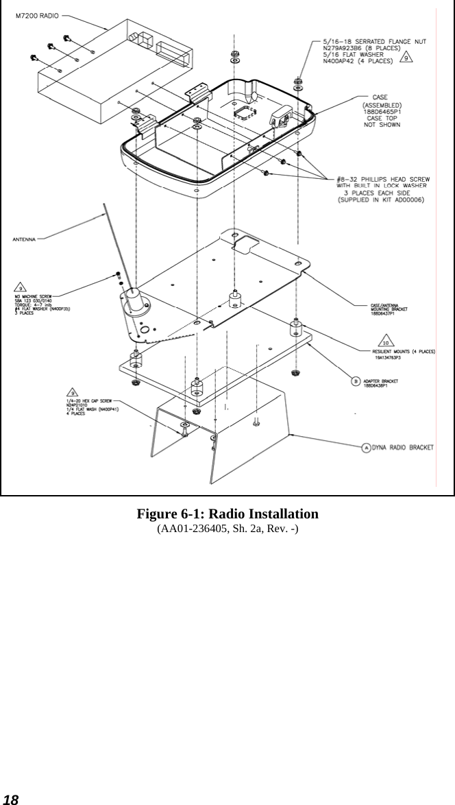18  Figure 6-1: Radio Installation (AA01-236405, Sh. 2a, Rev. -) 
