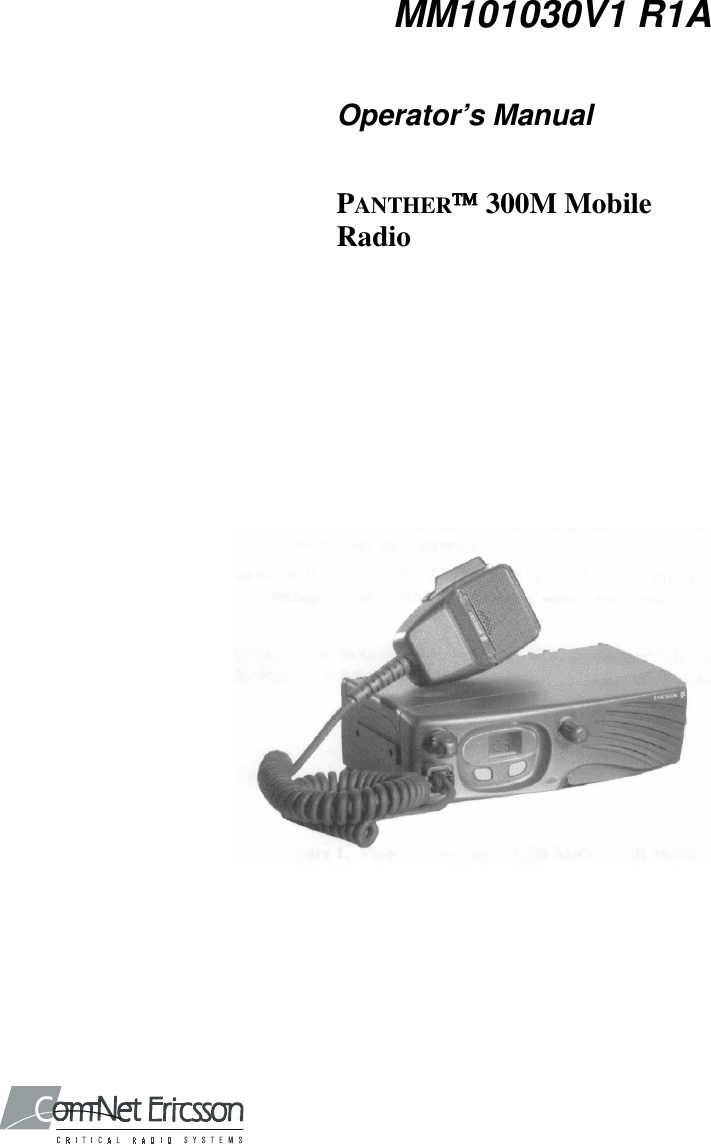 MM101030V1 R1AOperator’s ManualPANTHER 300M MobileRadio