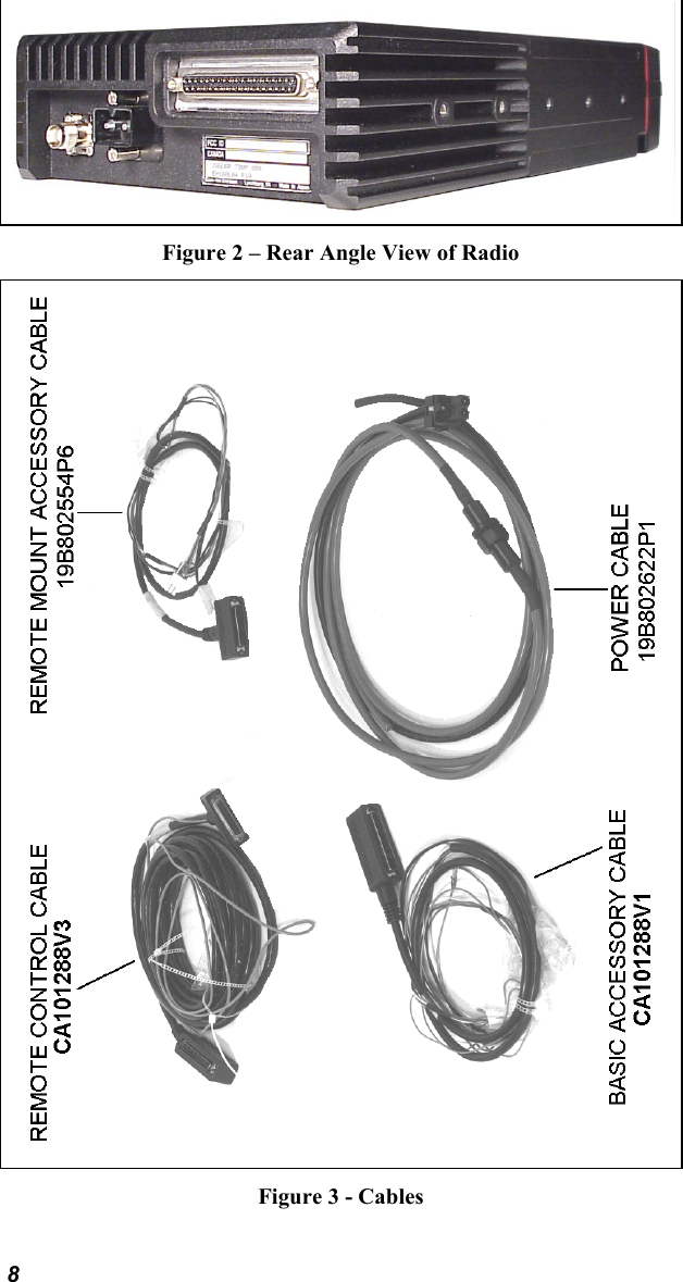 8Figure 2 – Rear Angle View of RadioFigure 3 - Cables