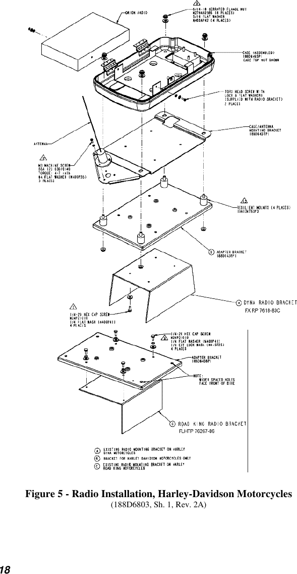 18Figure 5 - Radio Installation, Harley-Davidson Motorcycles(188D6803, Sh. 1, Rev. 2A)