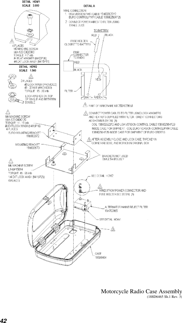 42Motorcycle Radio Case Assembly(188D6465 Sh.1 Rev. 3)