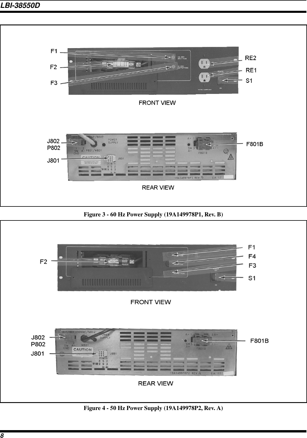 Figure 4 - 50 Hz Power Supply (19A149978P2, Rev. A)Figure 3 - 60 Hz Power Supply (19A149978P1, Rev. B)LBI-38550D8