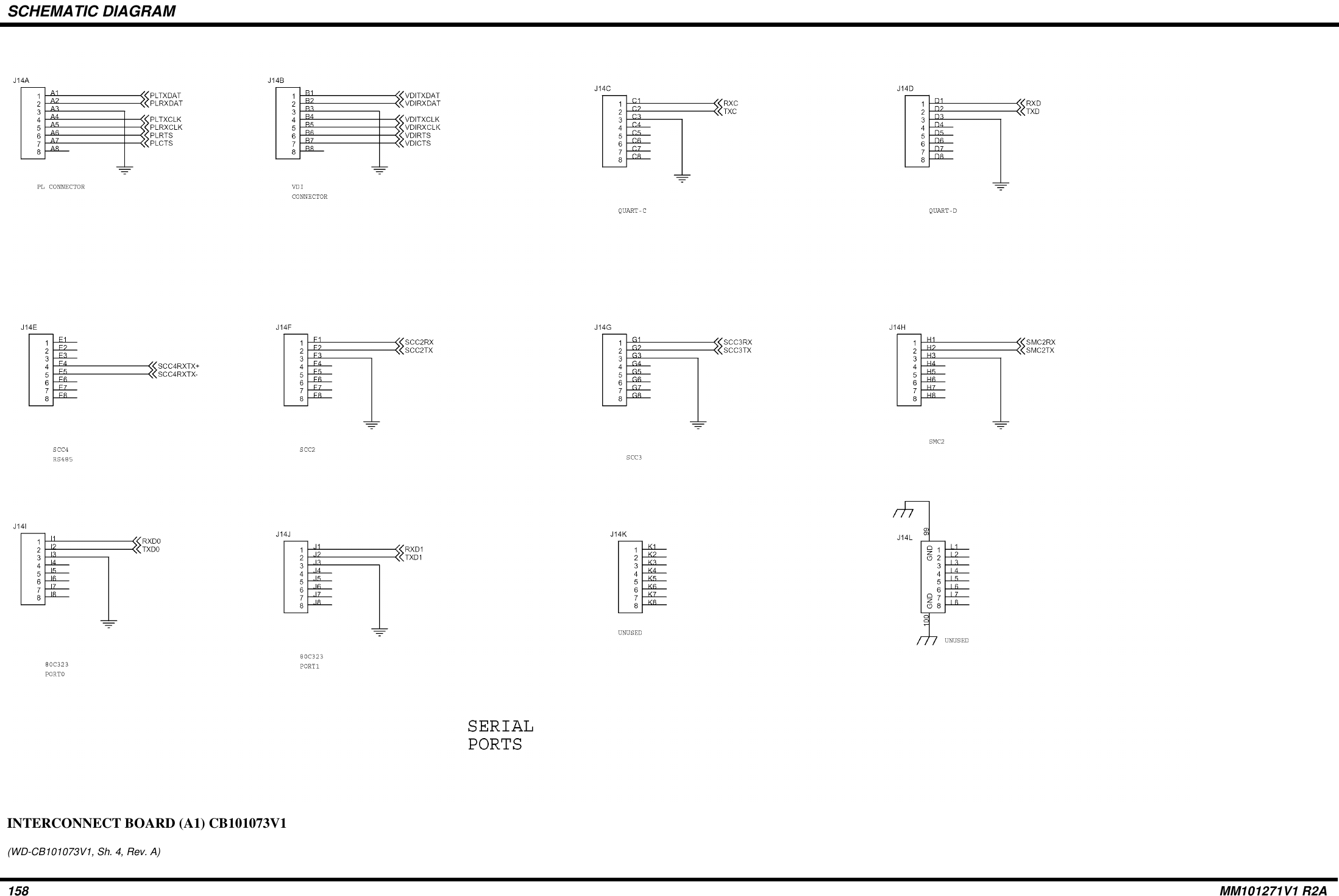 SCHEMATIC DIAGRAM158 MM101271V1 R2AINTERCONNECT BOARD (A1) CB101073V1(WD-CB101073V1, Sh. 4, Rev. A)