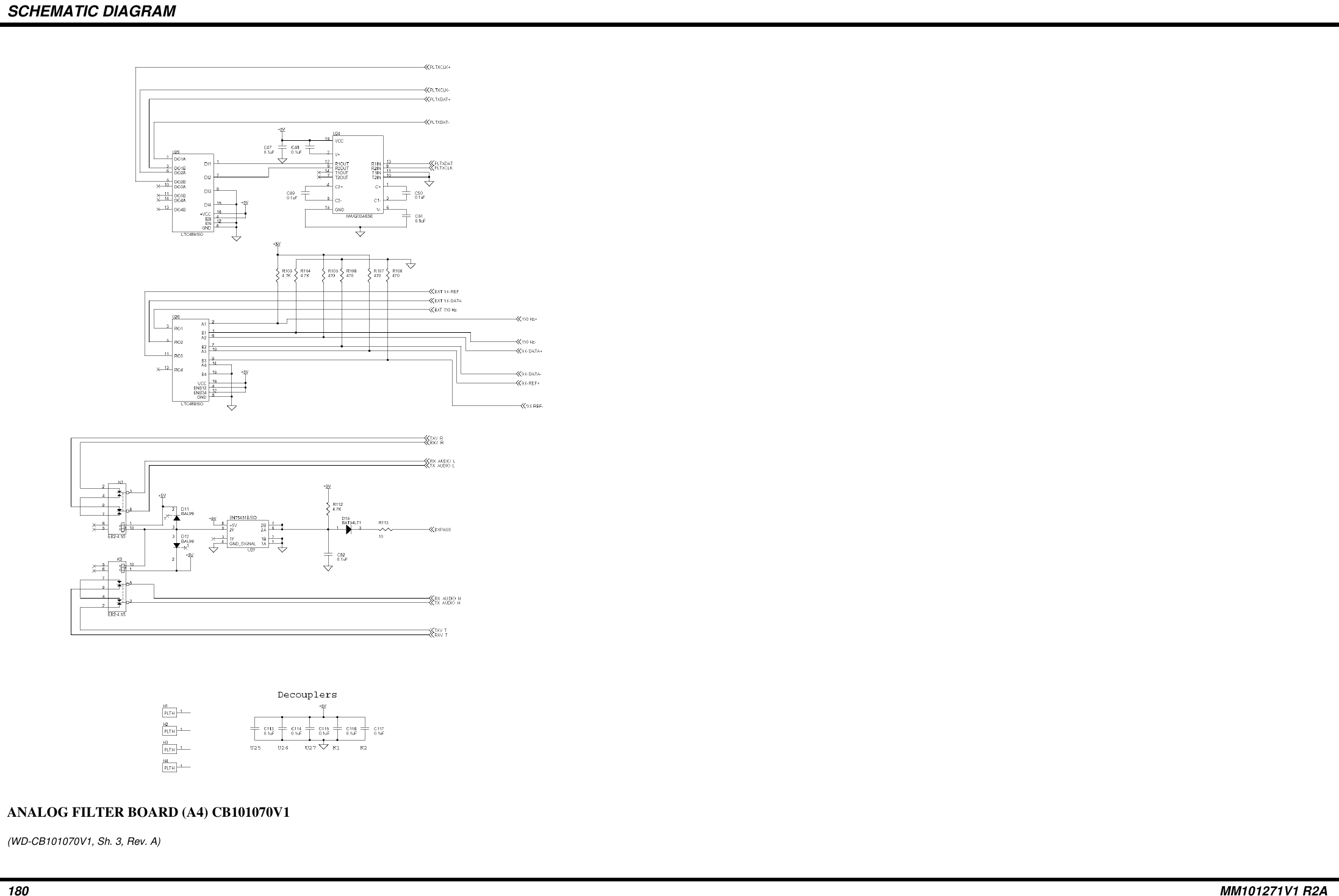 SCHEMATIC DIAGRAM180 MM101271V1 R2AANALOG FILTER BOARD (A4) CB101070V1(WD-CB101070V1, Sh. 3, Rev. A)