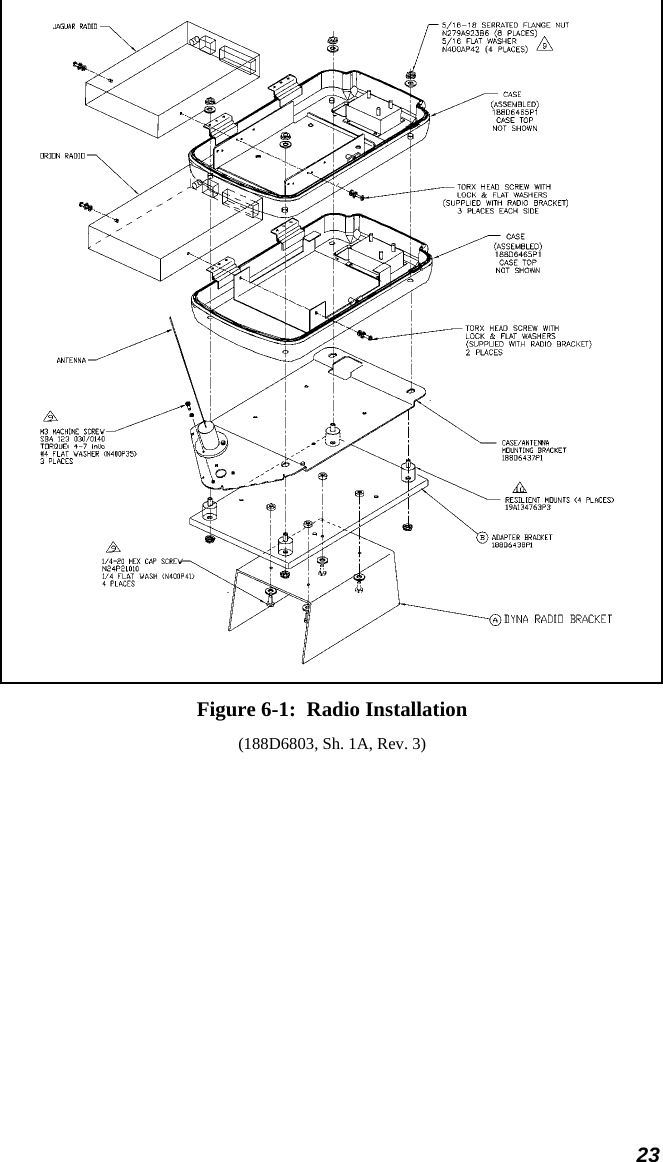  23  Figure 6-1:  Radio Installation (188D6803, Sh. 1A, Rev. 3) 