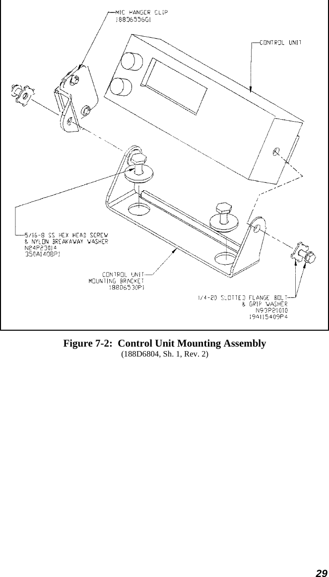  29  Figure 7-2:  Control Unit Mounting Assembly (188D6804, Sh. 1, Rev. 2) 