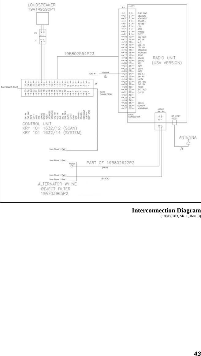  43  Interconnection Diagram (188D6783, Sh. 1, Rev. 3) 