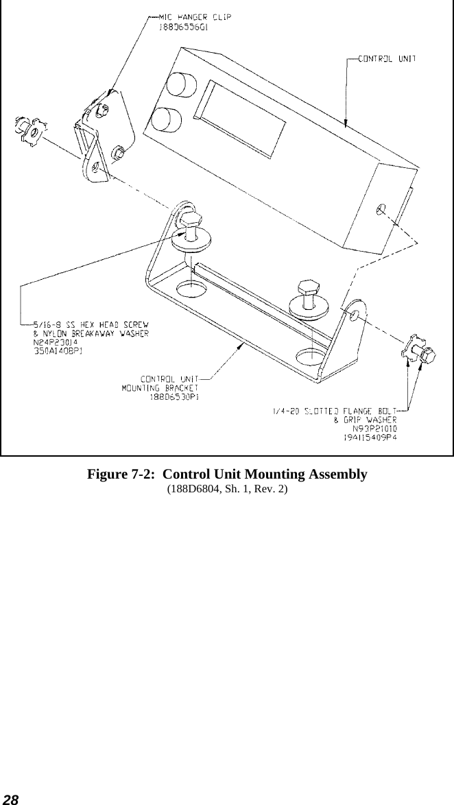 28  Figure 7-2:  Control Unit Mounting Assembly (188D6804, Sh. 1, Rev. 2) 