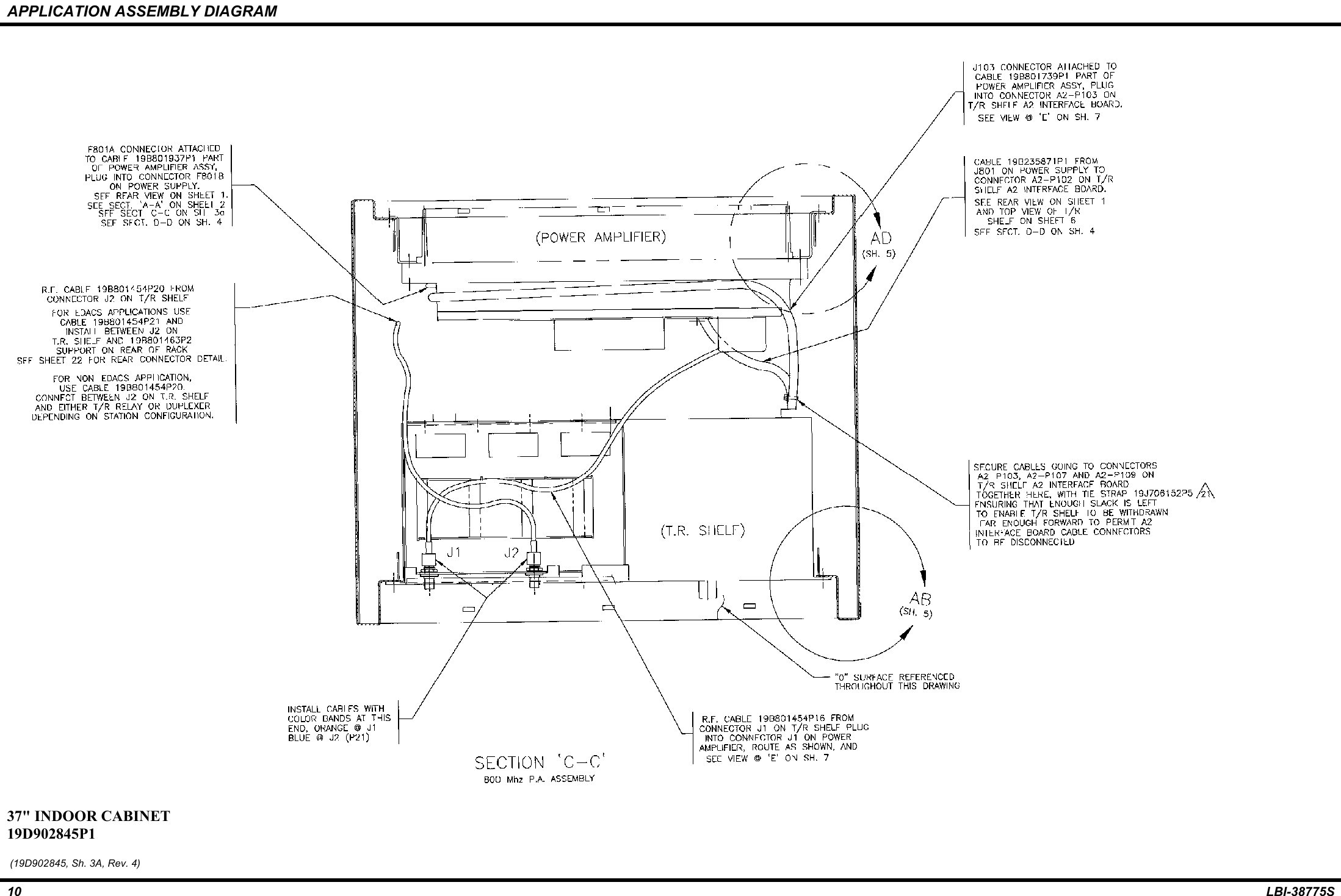 APPLICATION ASSEMBLY DIAGRAM10 LBI-38775S37&quot; INDOOR CABINET19D902845P1 (19D902845, Sh. 3A, Rev. 4)