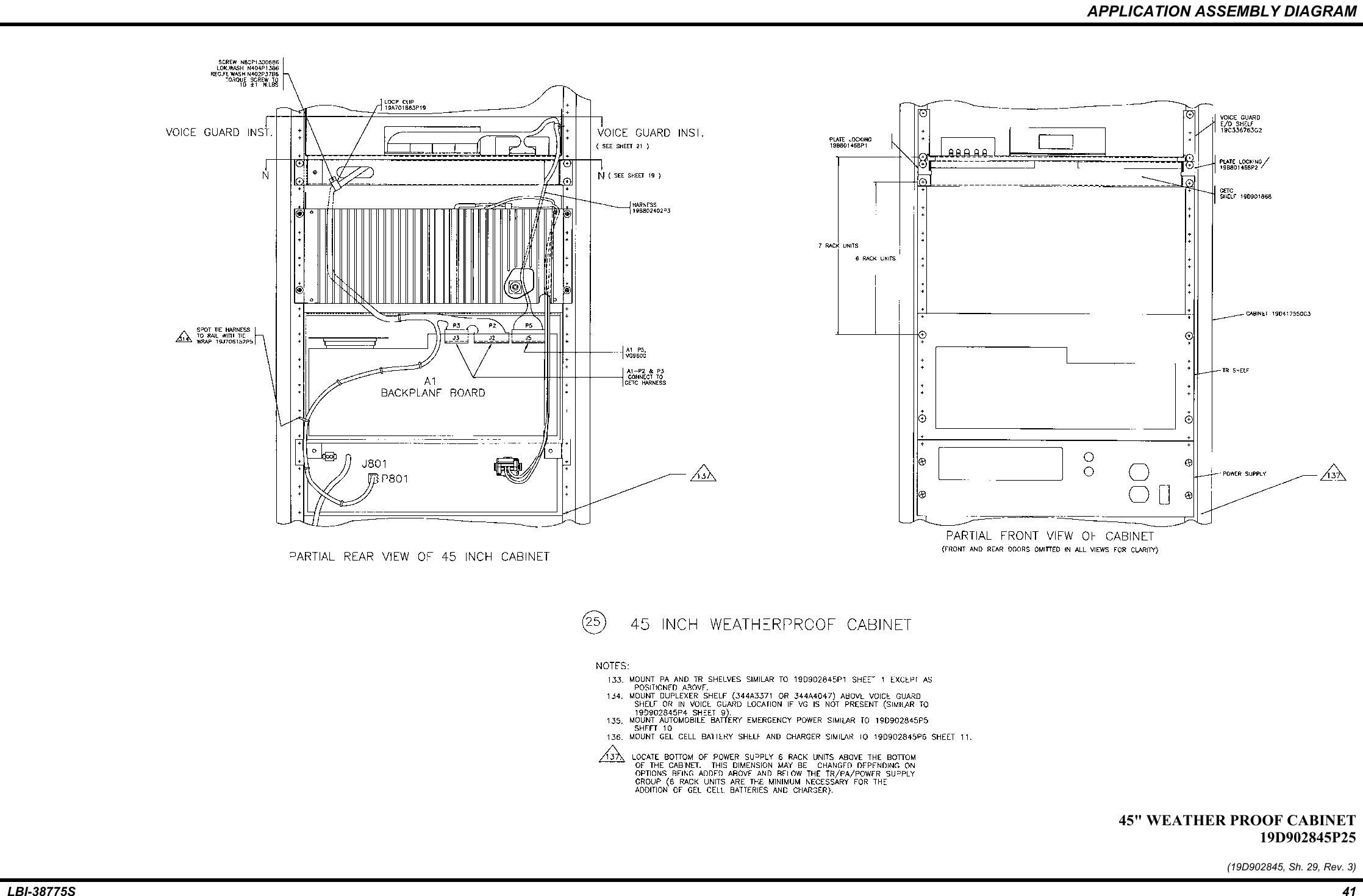 APPLICATION ASSEMBLY DIAGRAMLBI-38775S 4145&quot; WEATHER PROOF CABINET19D902845P25(19D902845, Sh. 29, Rev. 3)