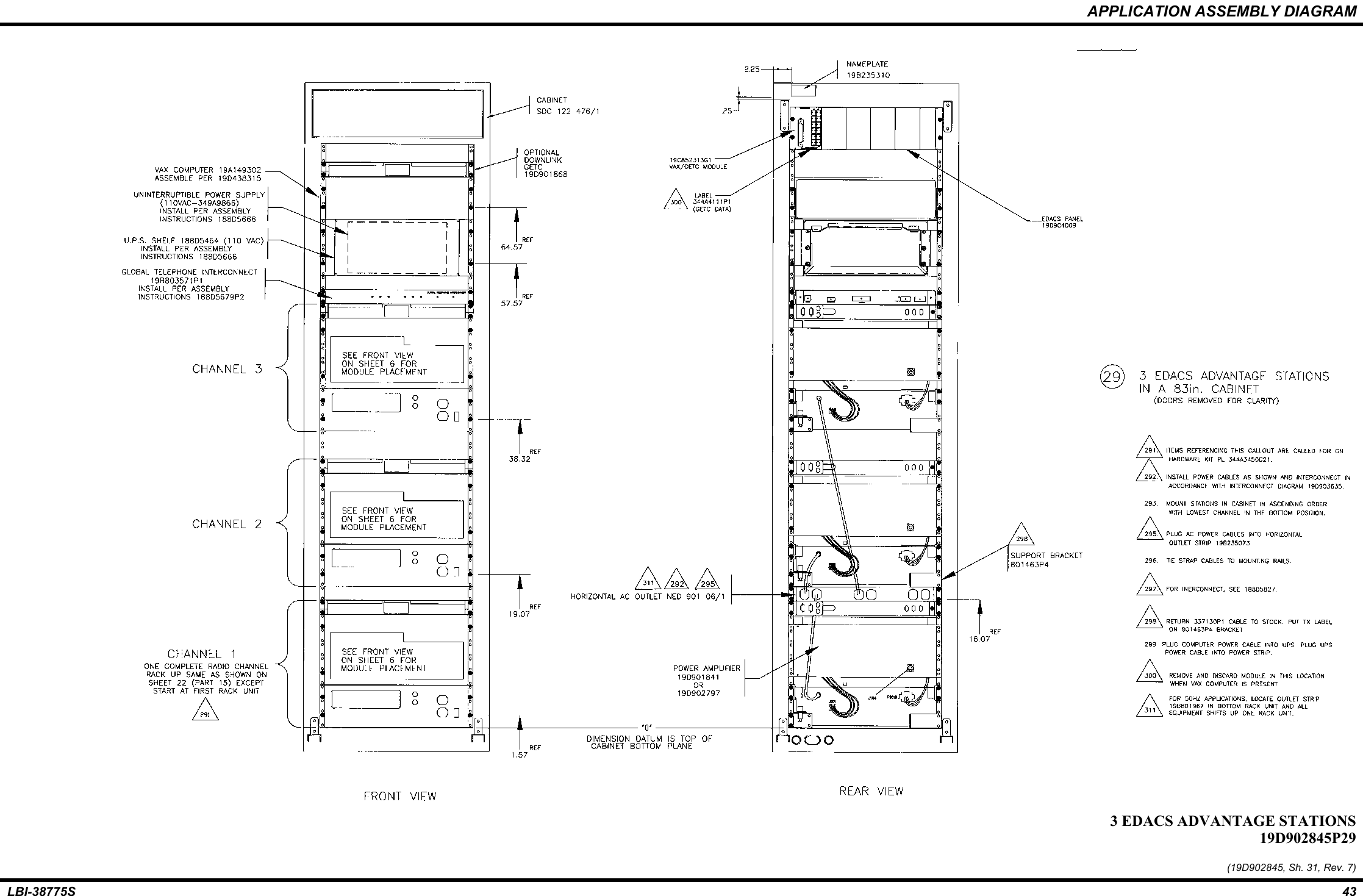 APPLICATION ASSEMBLY DIAGRAMLBI-38775S 433 EDACS ADVANTAGE STATIONS19D902845P29(19D902845, Sh. 31, Rev. 7)